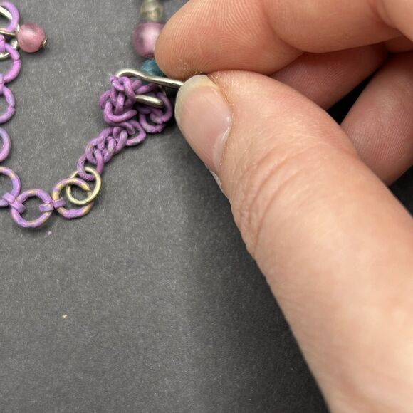 Vintage Turquoise Purple Metal Dangles Chain Dolphin Necklace Dangle Earrings - Picture 9 of 14